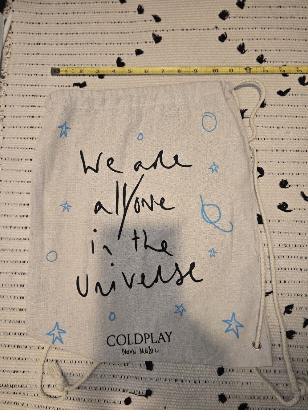 Coldplay Music of the Spheres 16.5” x 13” Drawstring Backpack Moon Music Stars